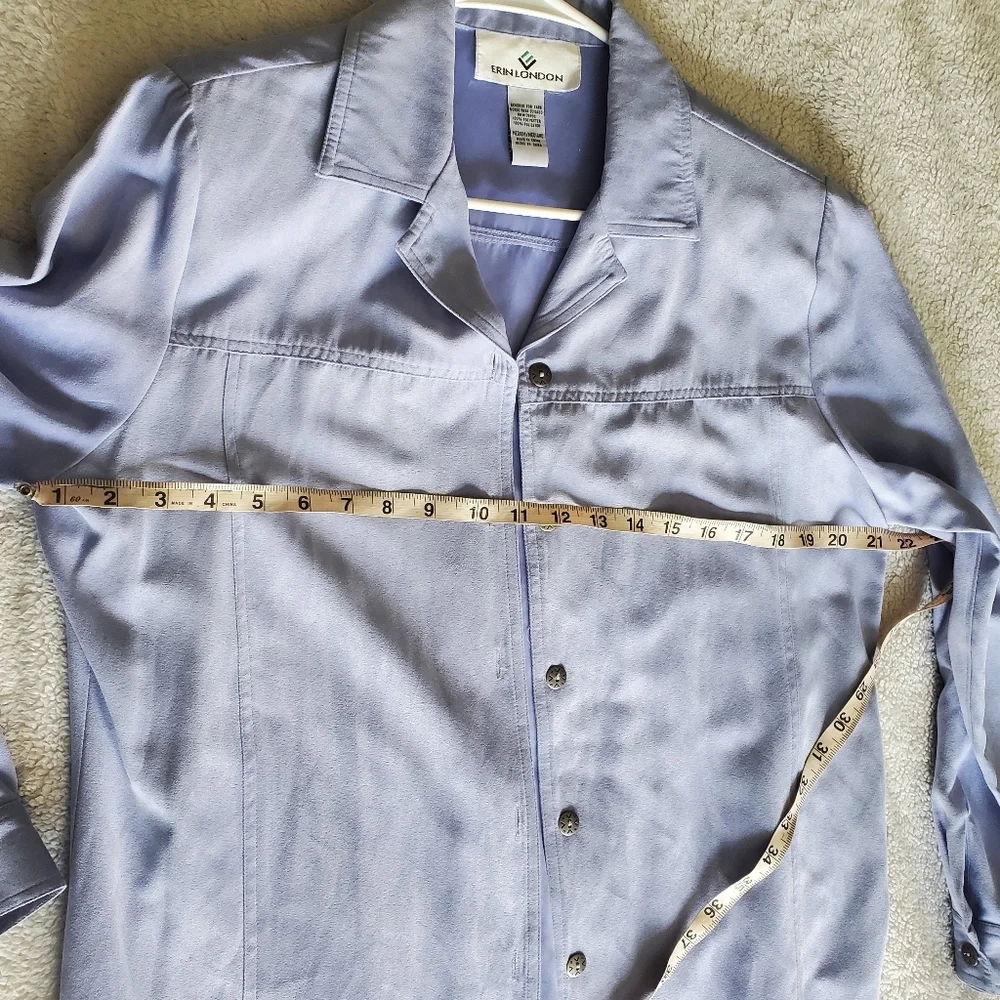 Erin London Shacket‎ Medium Lilac Faux Suede Button Down Layering Office Church